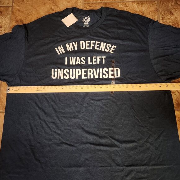 Humor Graphic Tee • Men’s 2XL • “In My Defense” Quote • Dark Blue • New - Picture 5 of 5